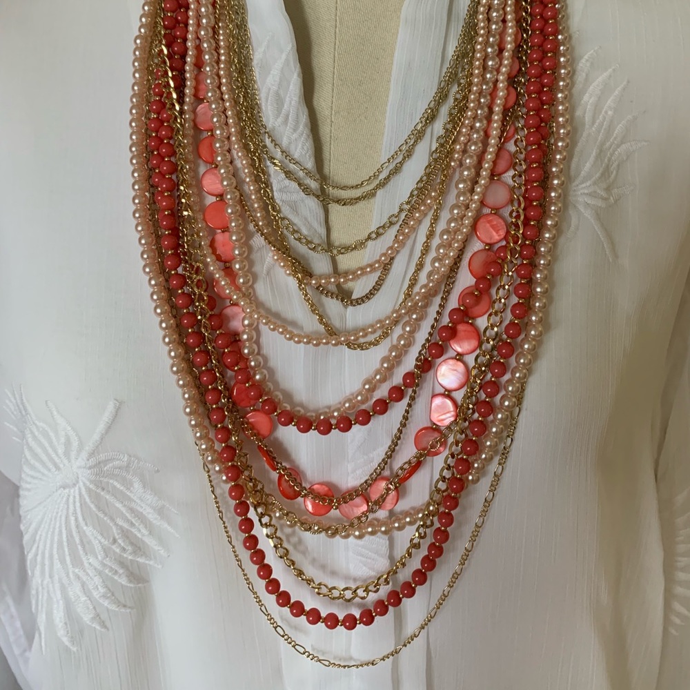 Multi-layered gold and salmon in color